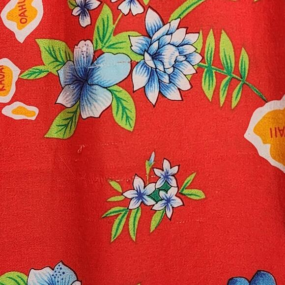 Vintage Hilo Hatties Red Hawaiian Floral Map Maxi Dress Small - Picture 6 of 7